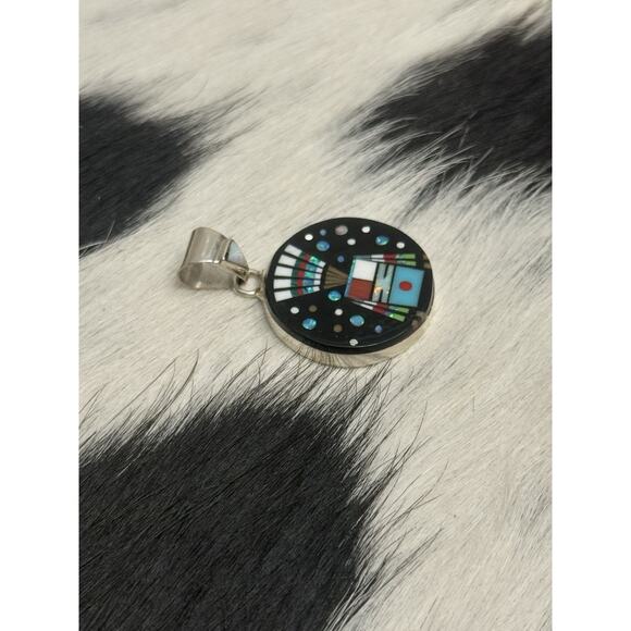 Native American Sterling Silver Inlaid Turquoise Opal Galaxy Kachina Pendant SM - Picture 4 of 9